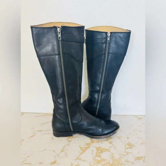 🔥🔥FINAL CLEARENCE🔥🔥 FRYE Women’s Molly Knee High Black Leather Boots - Picture 6 of 12